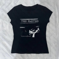 Summer Fashion Y2k Emo Girl Punk Graphics Slim T-shirts 90s Vintage Gothic Women T-shirts Y2k Style Cool Printing Women T-shirts