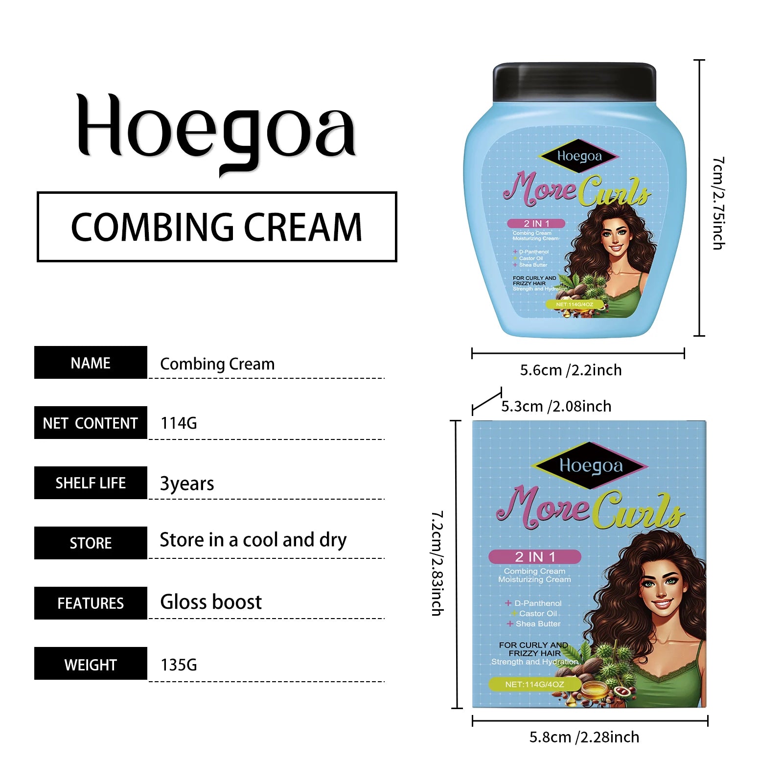 Leave-In Conditioner Cream for Curly & Dry Hair Anti-Frizz, Detangling & Shine, Repair Damaged Hair Nourishing & Smoothing Care