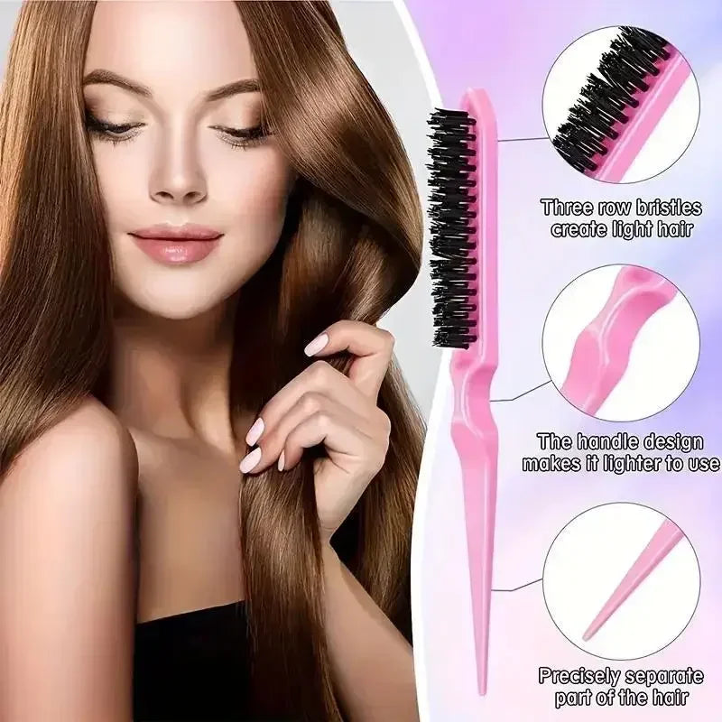 5Pcs Hair Care Styling Kit All-in-One with Spray Comb, Scalp Massage Brush, Rat Tail Comb & Edge Brushes for Home Salon Use