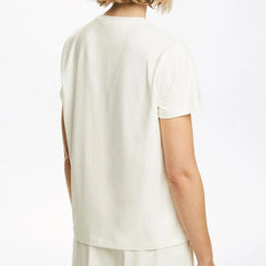 Women's T-shirt casual new style beige embroidery design fashion versatile T-shirt