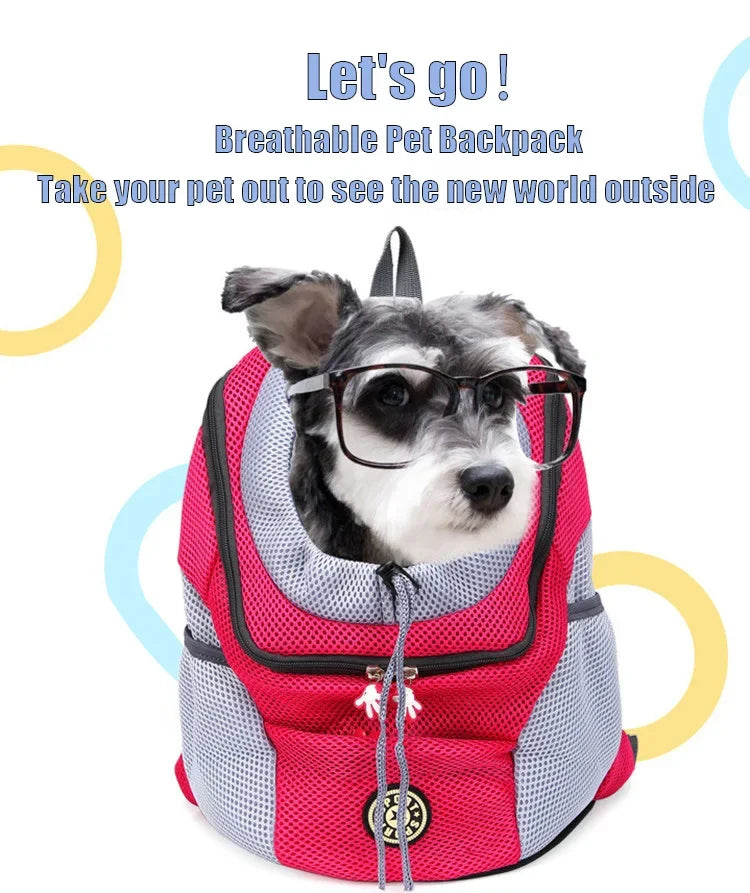 New Dog Pet Backpack Carrier Travel Bag Front Pack Breathable Adjustable with Safety Reflective Strips for Hiking Outdoor Cats