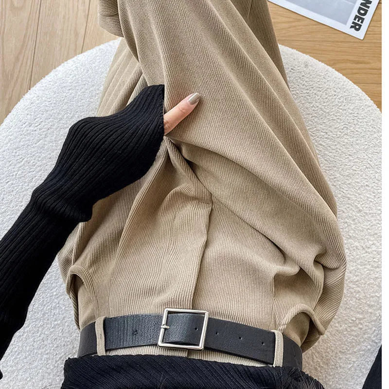 Women's Pants Autumn Winter Corduroy High Waist Wide Leg Pants for Women Casual Trousers Female Straight Pants Women Clothes New
