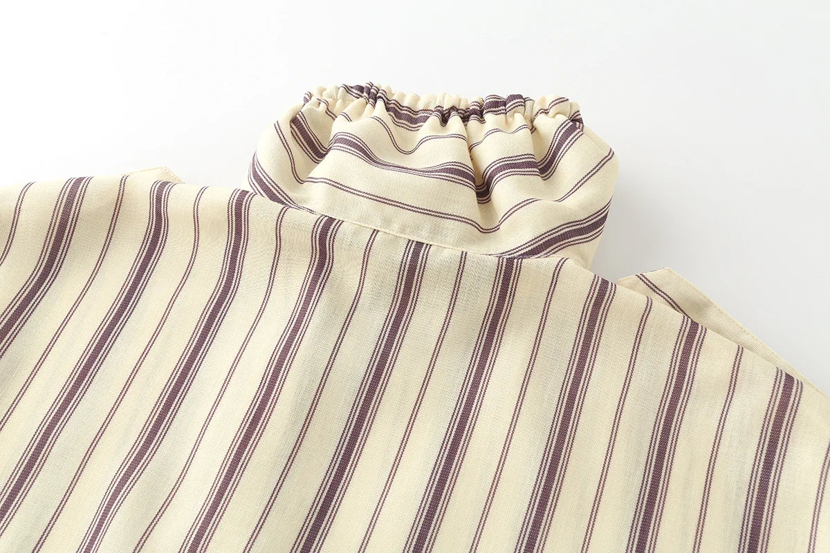 Women's Shirts Autumn 2026 New Fashion Stripes Slim Unique Youth Street Autumn Blouses Chic Elegant Travel Comfortable Blouse
