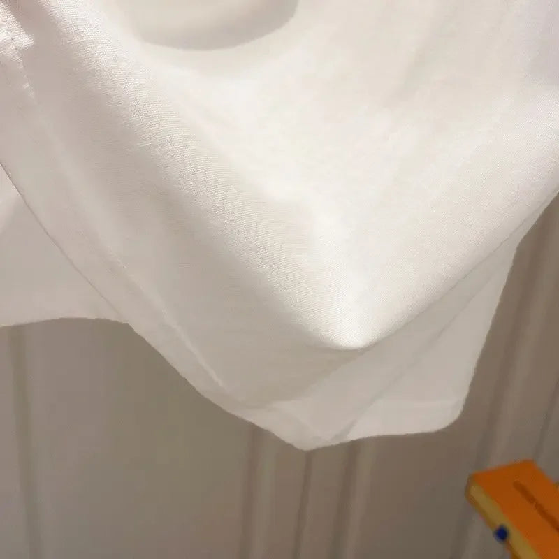 Mujer Cotton Tshirts for Women Summer T-shirts Puff Sleeve O-neck Tees Oversized Tops Fashion Sweet White Tees