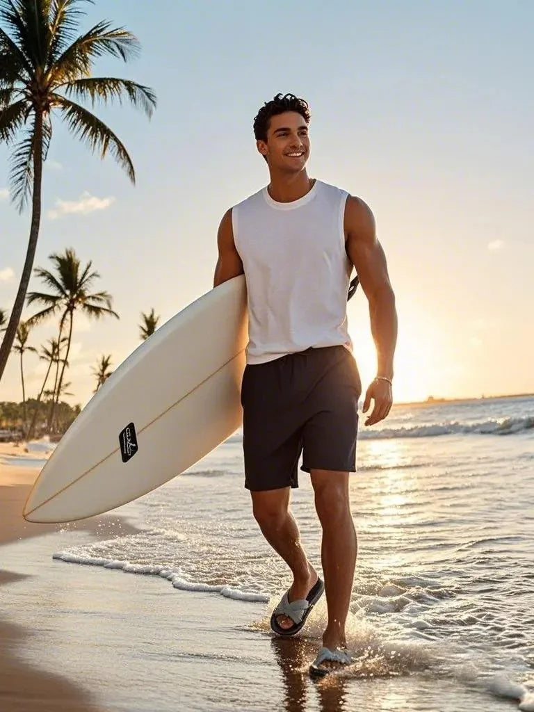 Mens Tank Tops Workout Sleeveless Shirts Summer Solid Color Polyester Quick Drying Tanks for Men Summer Beach Sports T-Shirts