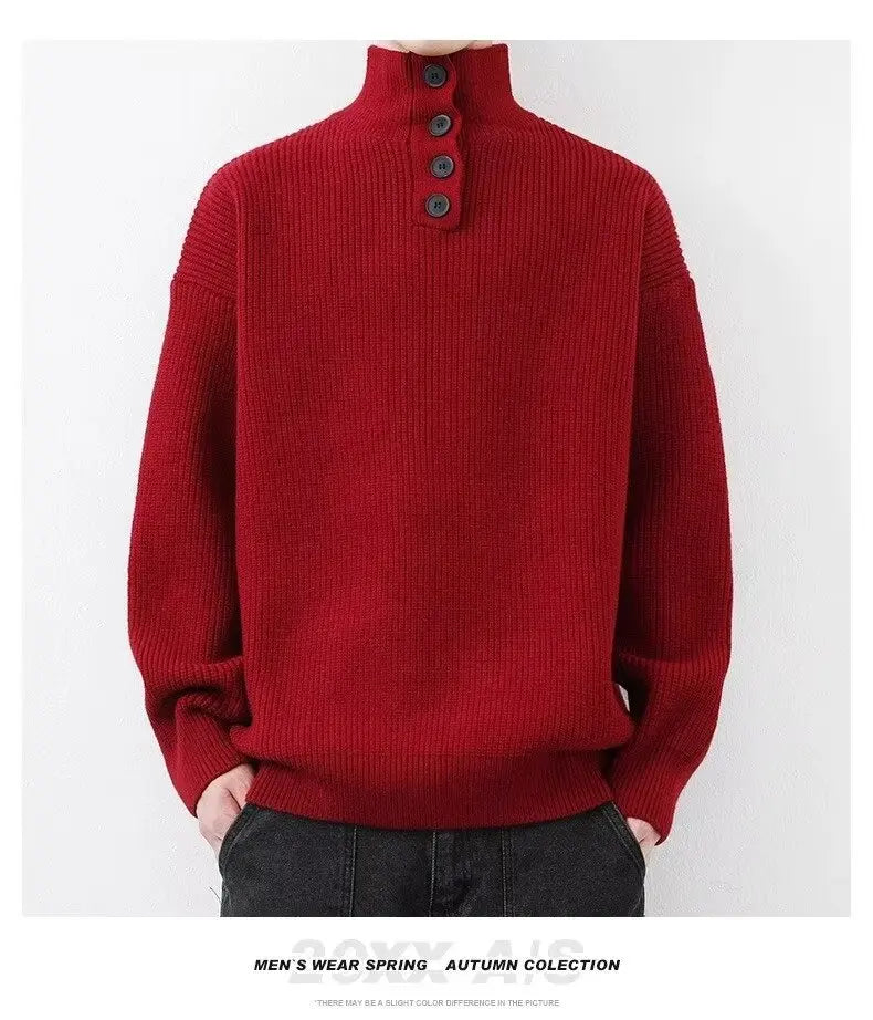 Sweater Men's Winter Turtleneck Base Layer Warm Thickened Wool Pullovers