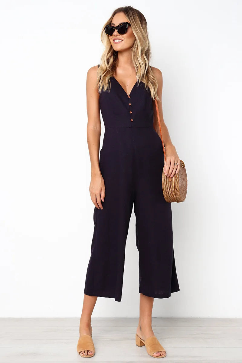 Urban V-Neck Streetwear Jumpsuit