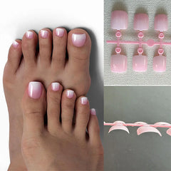 New 120Pes False Nails on Legs French Short Sguare Press on Toe Nails Foot False Nails Feet for Women JZJCDJ01