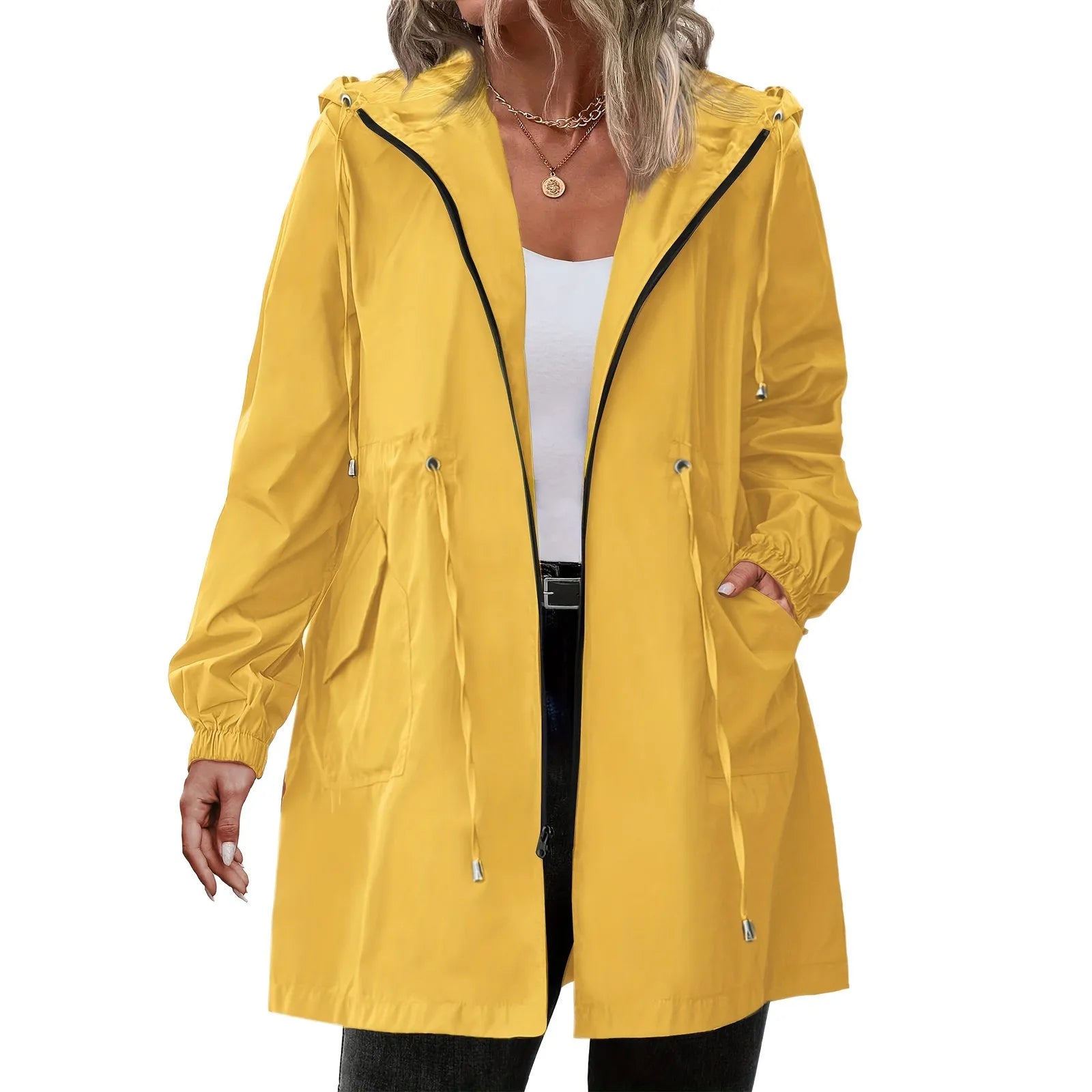 Women Trench Coat New Spring Autumn Jacket Casual Long Sleeve Hooded Mid Long Windbreaker Female Overcoat High-Quality Coats
