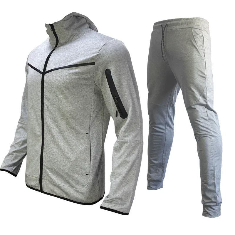 Luxury Brand Men Tracksuits 2-piece Set Black Sports Suit Tracksuits Jogging Men's Clothing Sweatpants Zip Sweatshirts Techwear