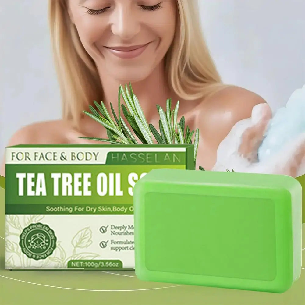 Tea Tree Soap for Face & Body Acne, 100g Tea Tree Oil Soap Bar for Face & Body Natural Skin Cleanser for Oily, Dry & Itchy Skin
