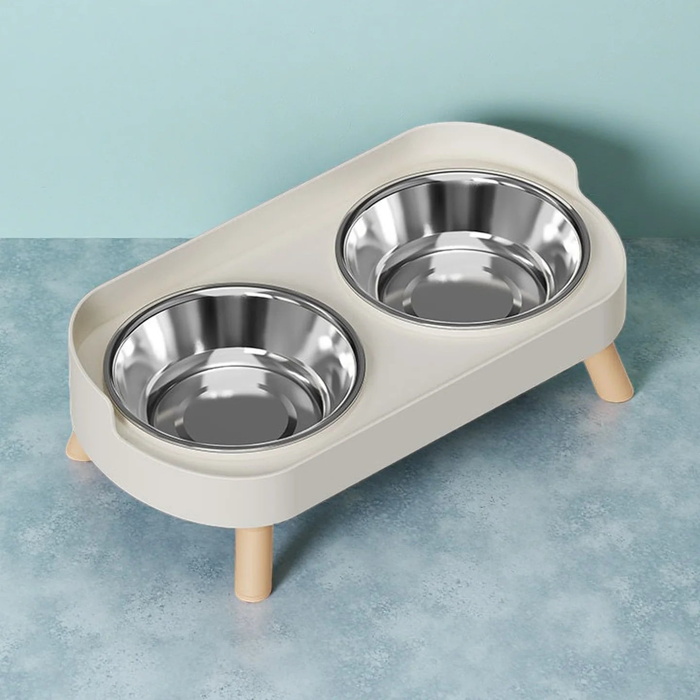 HOMEFISH Dopamine Multicoloured Tall Pet Feeder with Two Stainless Steel Bowls and Neck Support