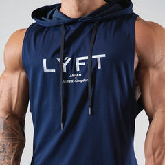 Men's Workout Hooded Tank Tops Bodybuilding Muscle Cut Off T Shirt Sleeveless Gym Hoodies