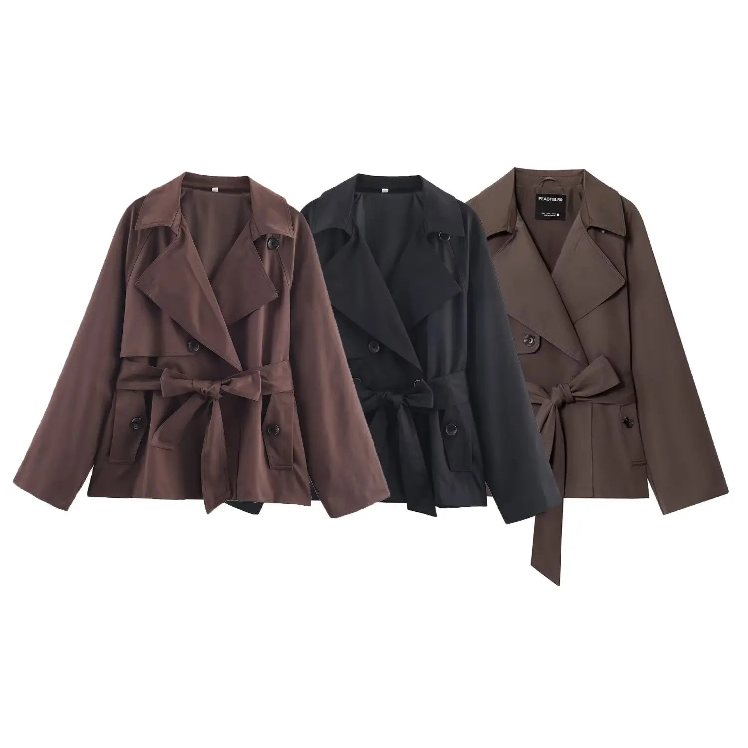 Women's Jackets Autumn 2026 New Fashion Short Trench Coats Chic Lapel Loose Elegant Women long-sleeved Warm Autumn Street Jacket