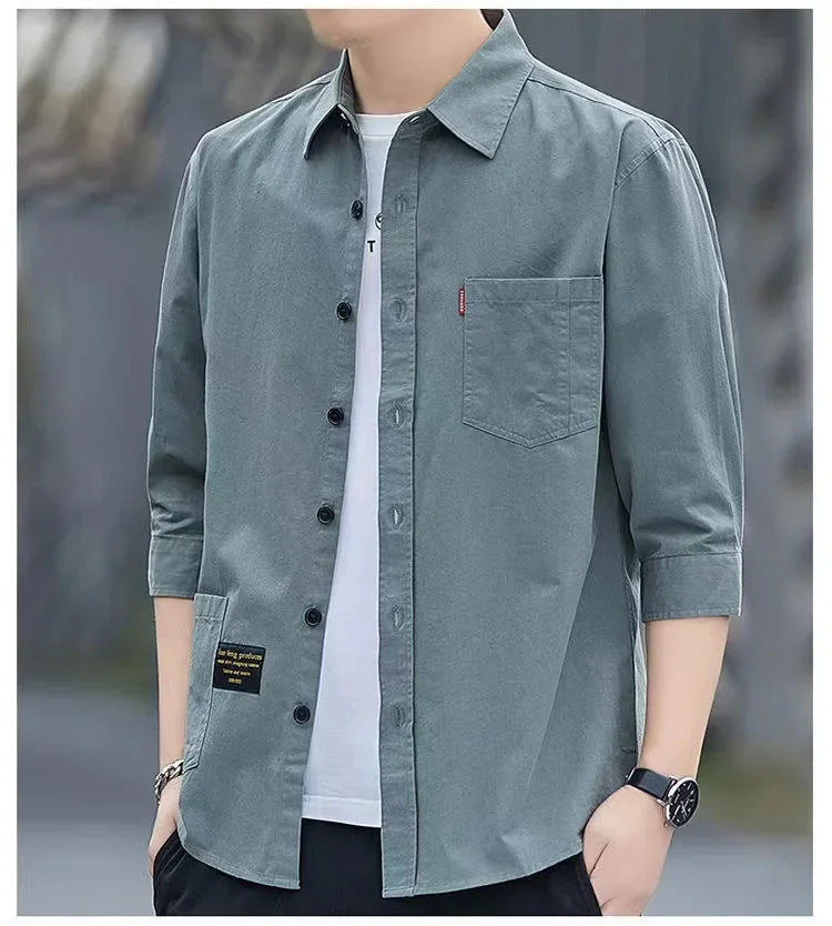Summer Casual Solid Shirt Men