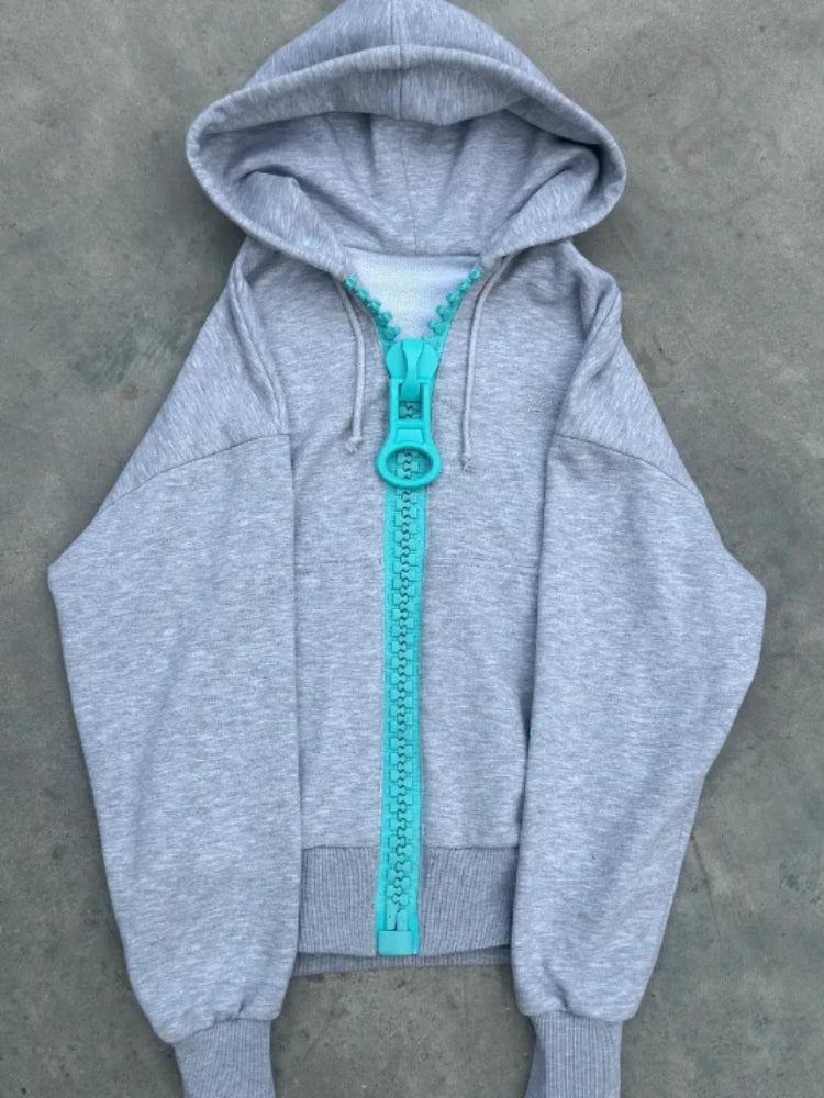 Mens Hoodie Oversized Zipper Streetwear Sweatshirt Harajuku Unisex Loose Fit Couple Style Casual Fashion Trend Arrival American
