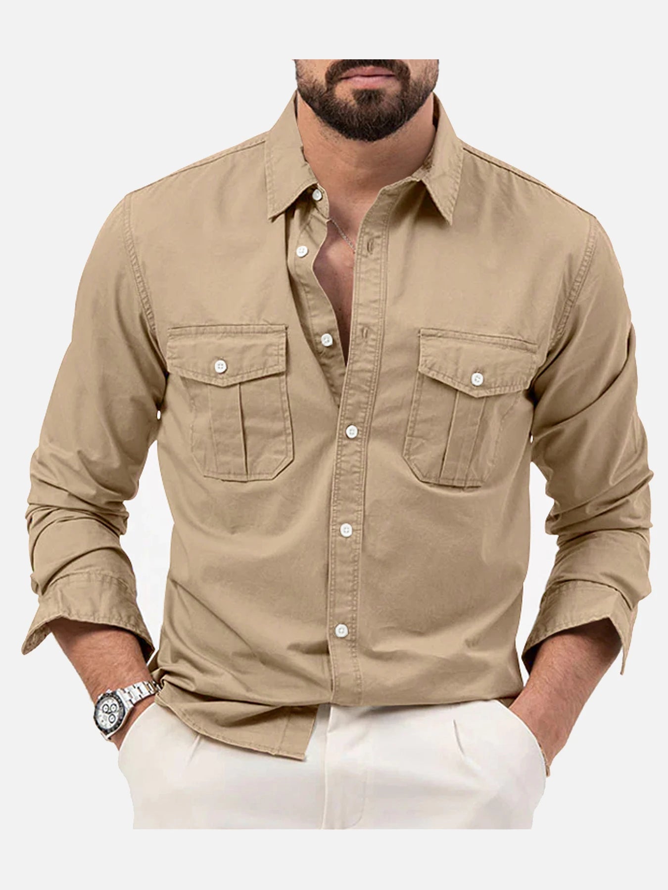 Multi Pocket Workwear Shirt Men