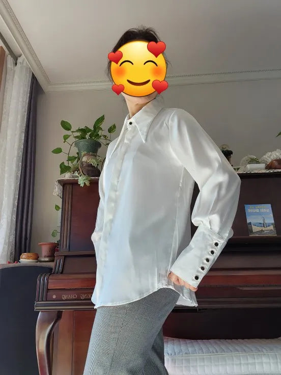 Elegant Satin Office Casual Shirt