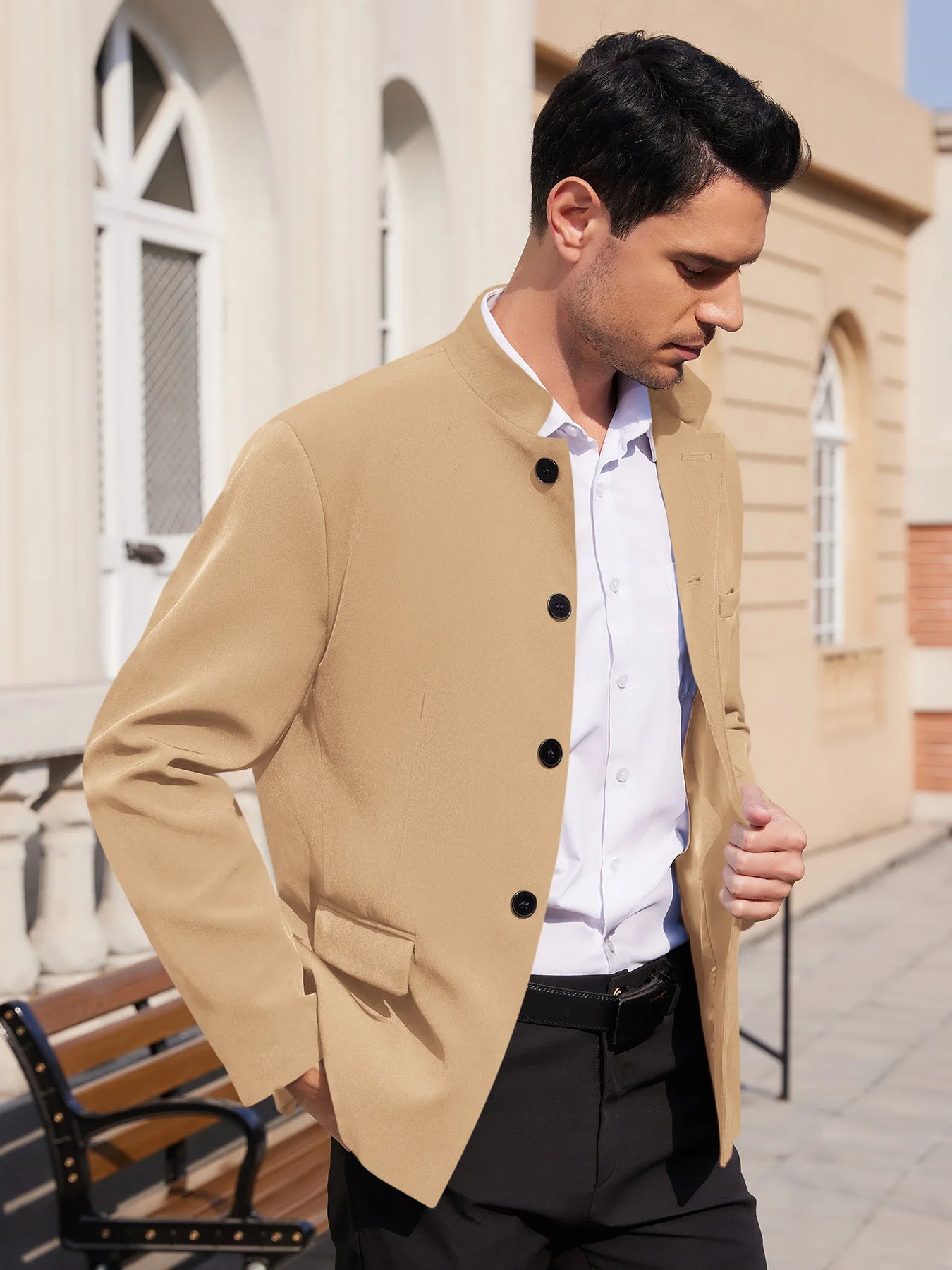 Men’s Lightweight Stand-Collar Casual Blazer