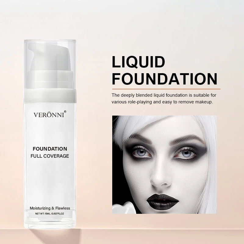 Professional White Face Foundation Matte Light White Blending Pure White Brightening Makeup For Cosplay Gothic Makeup Found