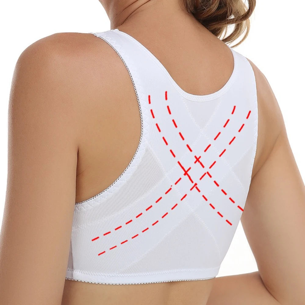 Woman’s Backless Sports Bras Non-Wired Thin Version Lace Minimizer Front Closure Full Bust Bra S-6XL