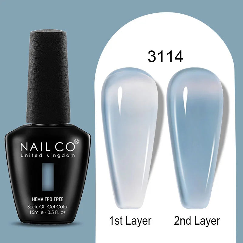 NAILCO 15ml Colorful Jelly Gel Nail Polish Gorgeous Color HEMA TPO FREE Soak Off UV LED Semi Permanent Long Wear Gel Varnish