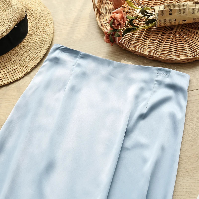 Satin Short Skirts For Women Slim Fit Office Pencil Skirts Streetwear Hot Girls Casual Simple Free Shipping