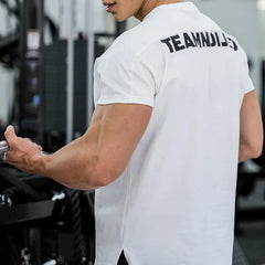 Men's Gym T Shirts Quick Dry Short Sleeve Summer Sports T-shirt Elastic Fitness Workout Tops Casual Bodybuilding Athletic Tee