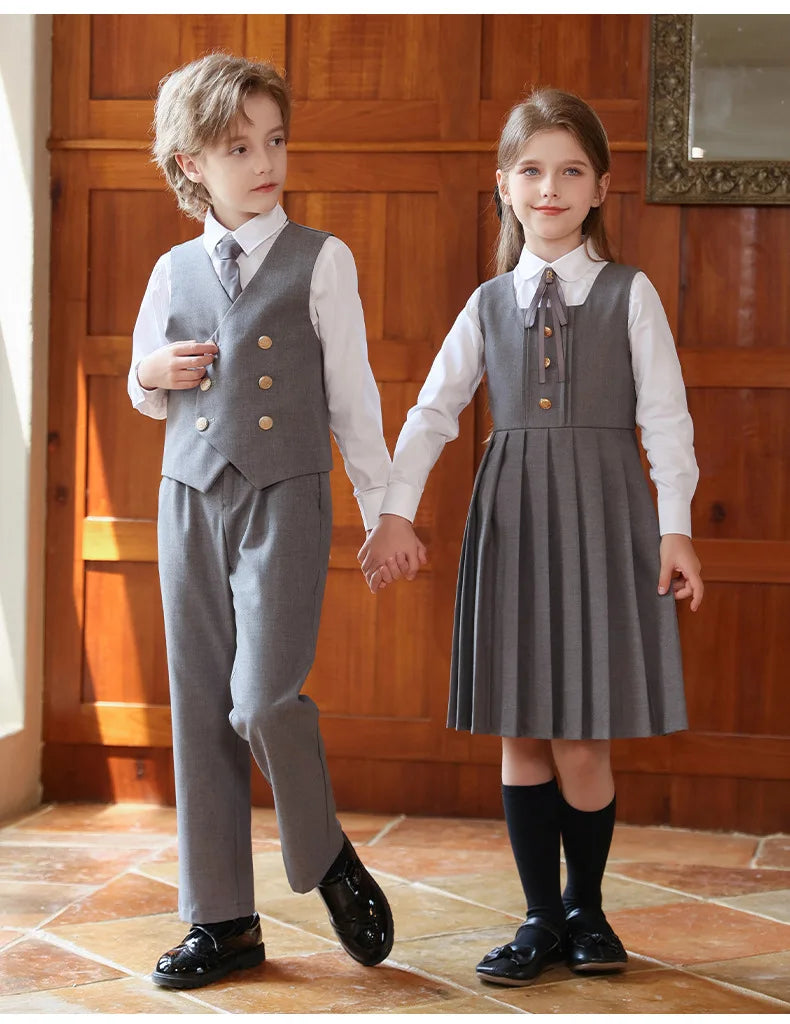 British Style Kids Vest Suit