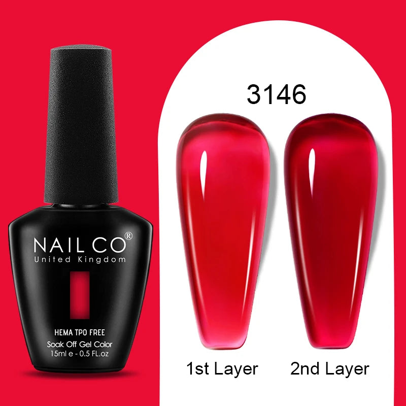 NAILCO 15ml Colorful Jelly Gel Nail Polish Gorgeous Color HEMA TPO FREE Soak Off UV LED Semi Permanent Long Wear Gel Varnish
