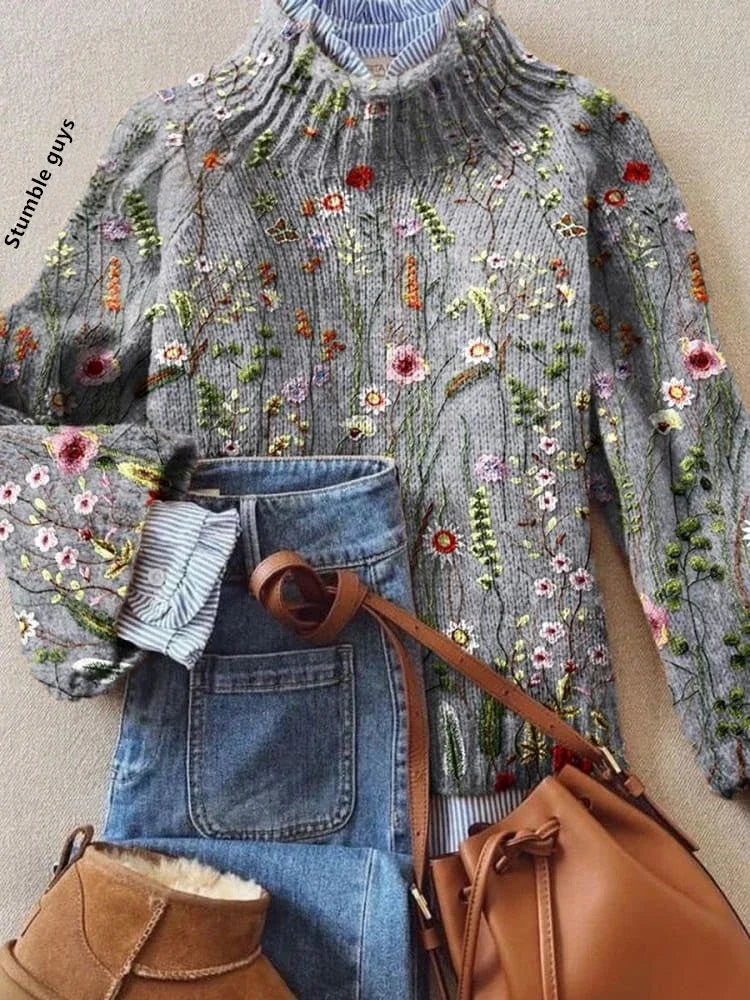 Festive Printed Winter Knit Sweater