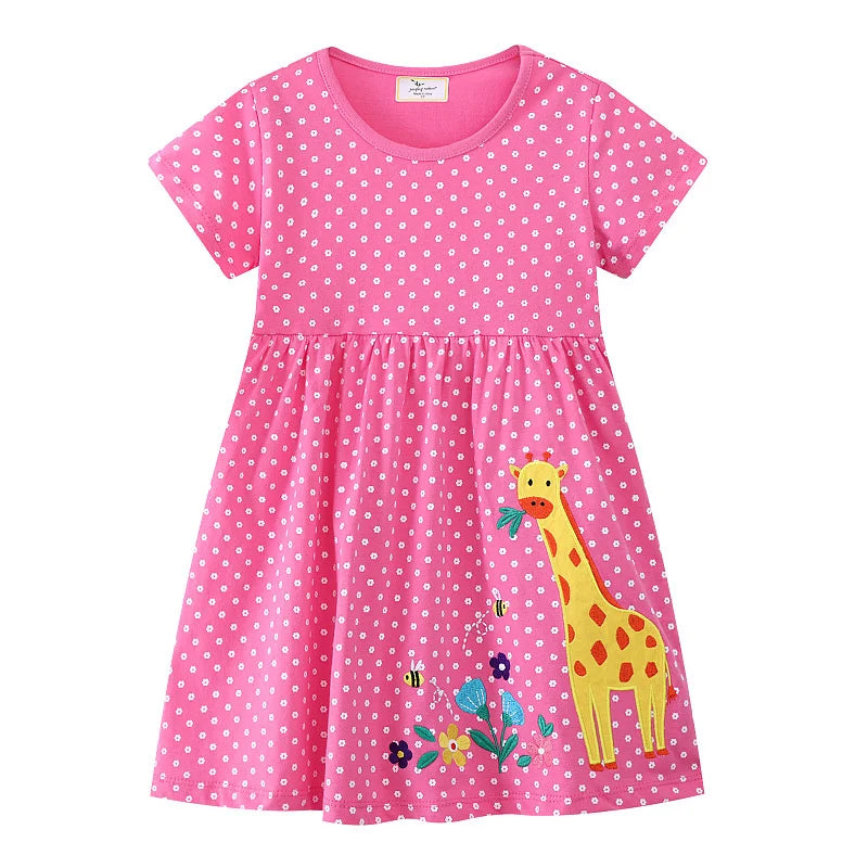 Dinosaur Embroidered Summer Girls Dress