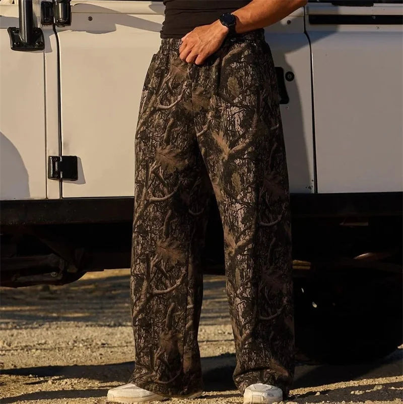 New Jogger Straight Trendy Fitness Pants Men's Camouflage Wide Leg Pants Breathable Running Sweatpants Loose Men Trousers
