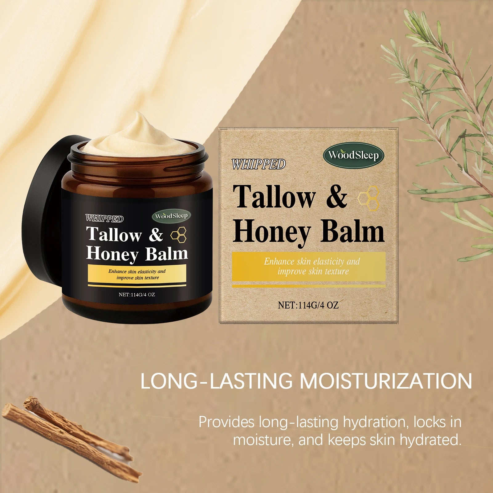 Beef Tallow Honey Balm for Men Lasting Moisturizing Dryness Soothing Skin Firming Smoothing Roughness Anti Aging Face Cream