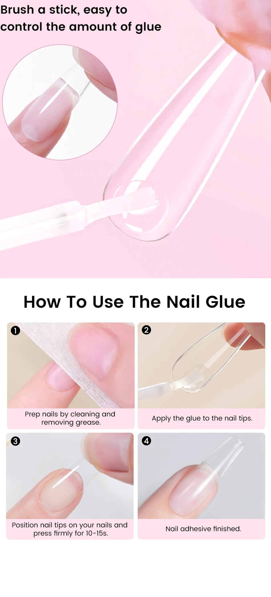 UR SUGAR 10ML Nail Glue No Need Lamp False Nail Tips Gel Cured Clear Color Nails Tools Super Strong Acrylic Tips Rhinestone Bond