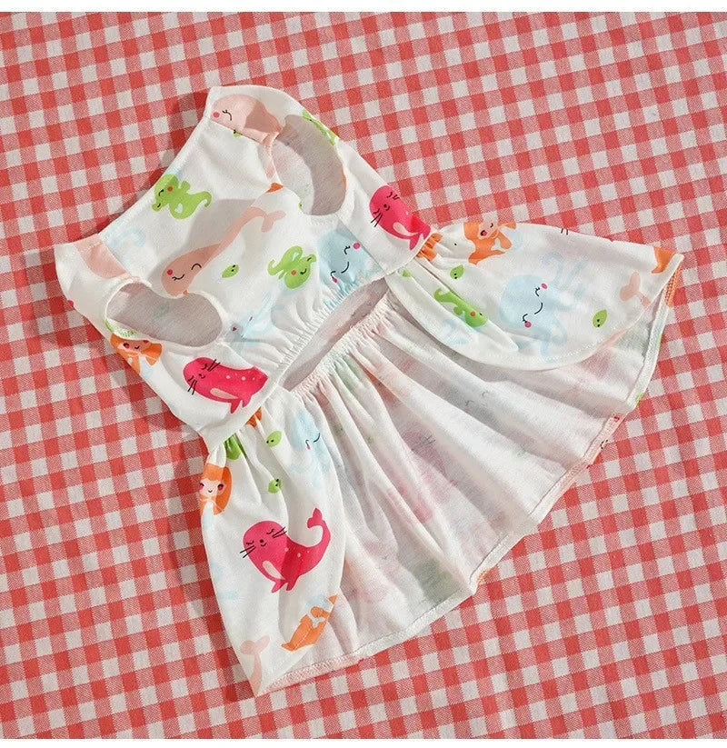 Adorable Printed Puppy Summer Dress