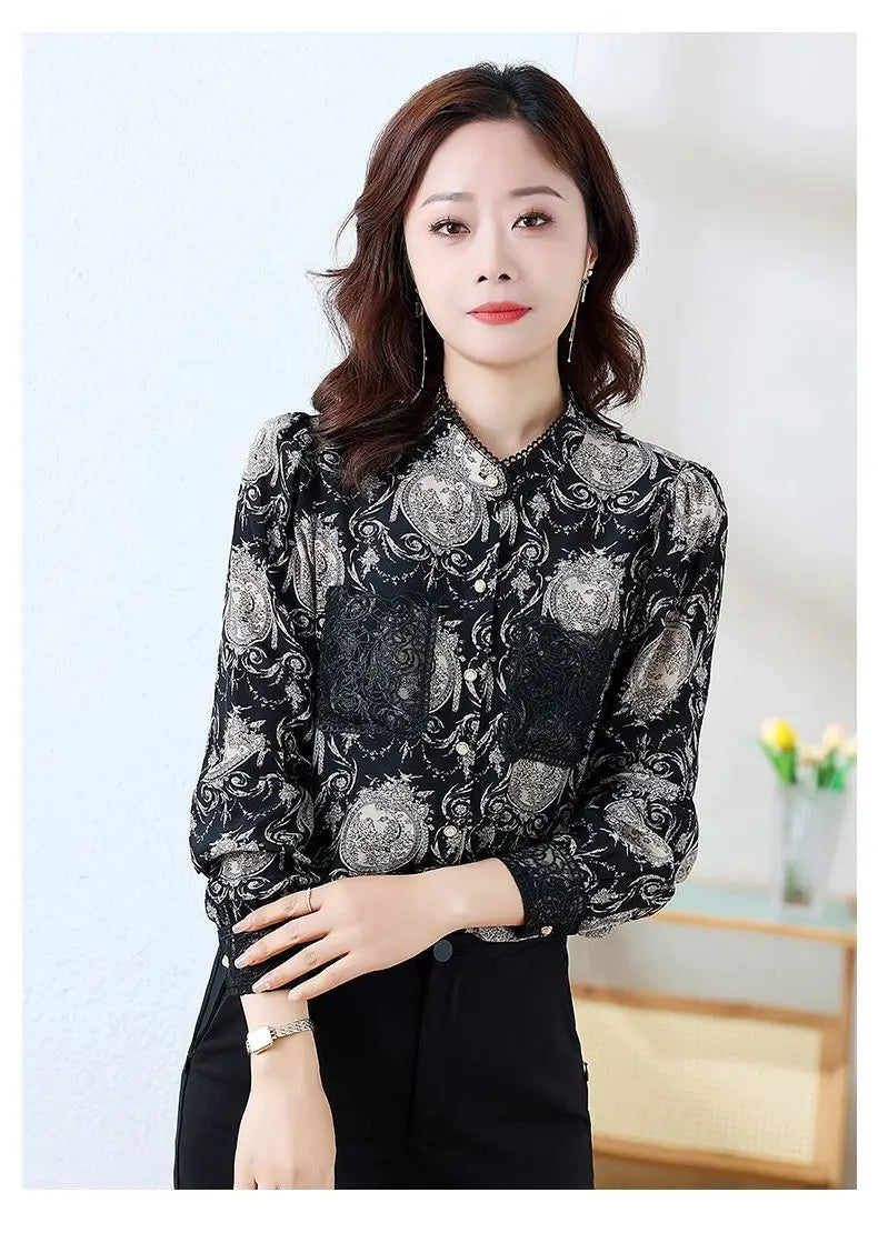 Printed Satin Commuter Shirt Women