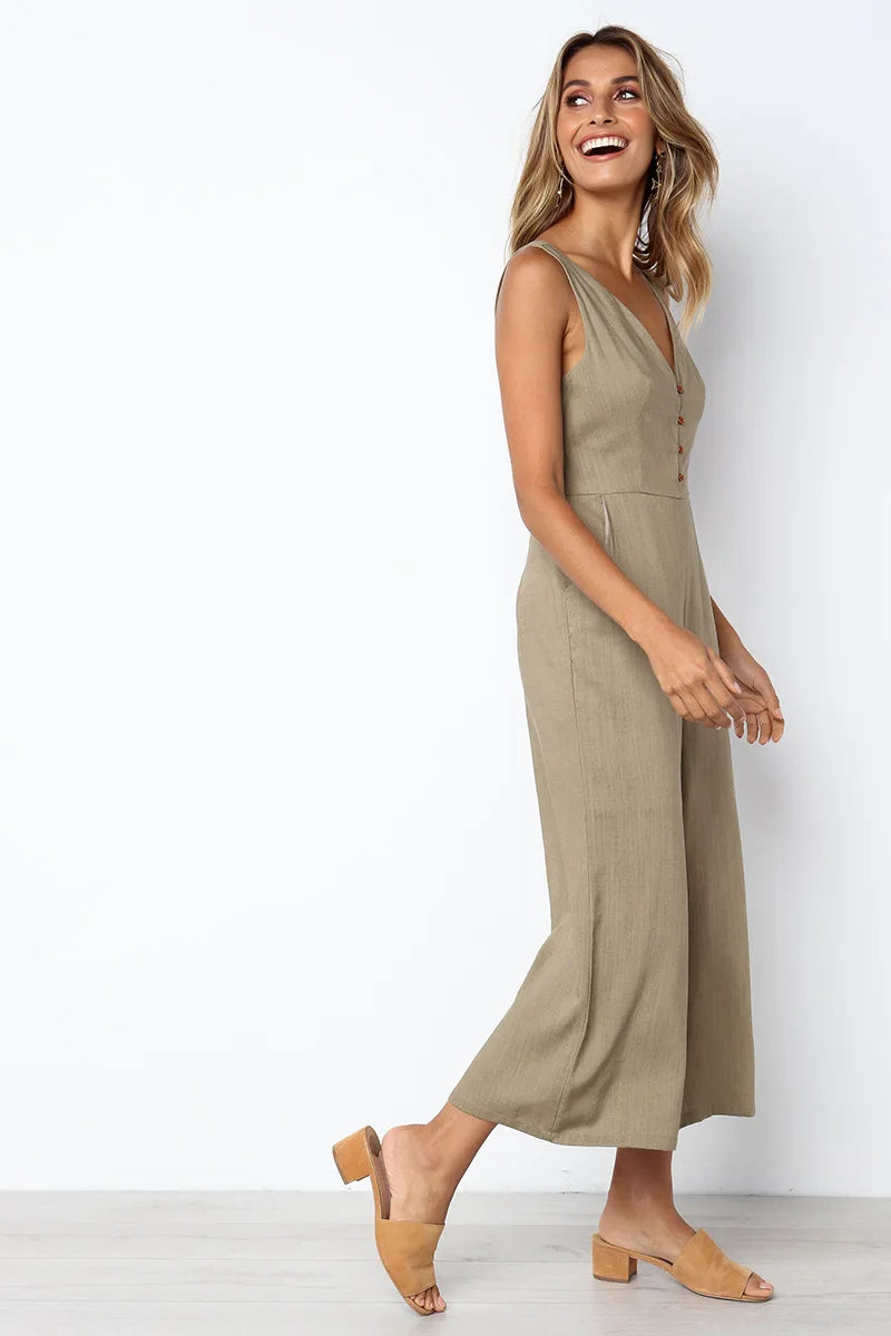 Urban V-Neck Streetwear Jumpsuit