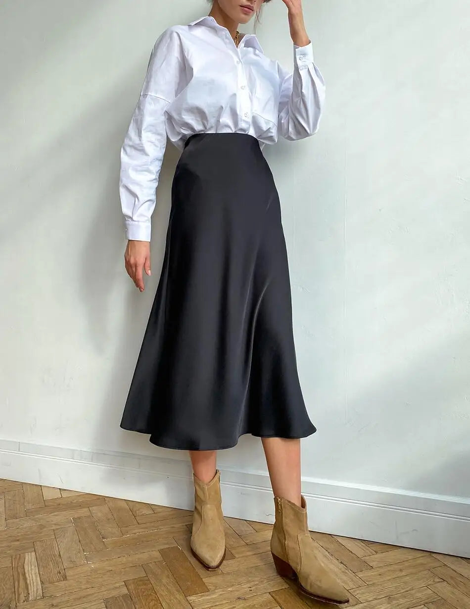 Elegant Satin A-Line Summer Skirt