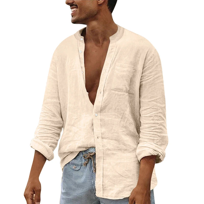 Button Mock Neck Long Sleeve Top