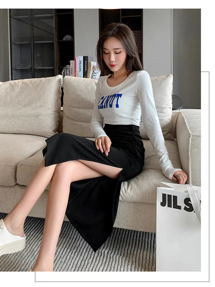 Sleek Pleated High Waist Skirt