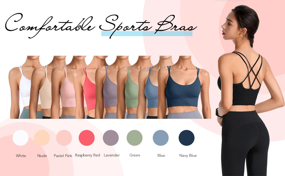 1Pcs Women Sports Bras Seamless Criss Cross Back Sexy Padded Fitness Yoga Vest Gym Running Crop Top Breathable Beauty Bras