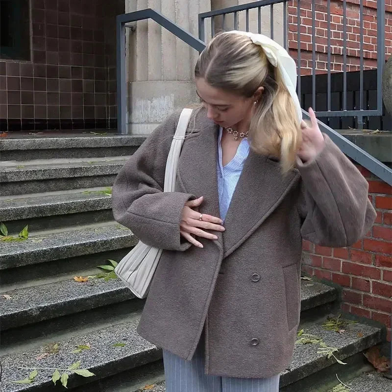 Double Breasted Wool Blazer Coat