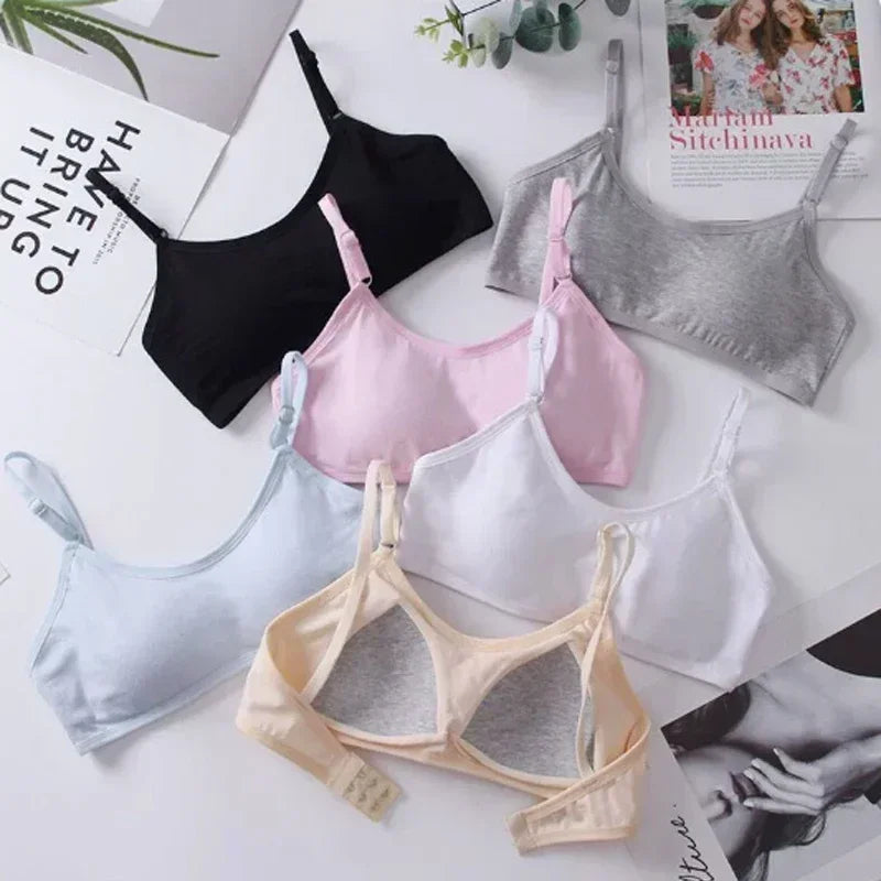 Cotton Sports Training Bras Casual Back Buckle Teenage Lingerie No Steel Rings Sports Bra Elastic Breathable Student Underwear