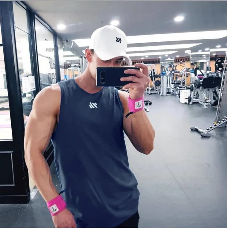 Mens Workout Tank Tops Mash Fabric Quick Dry Muscle Sleeveless Shirts Cut Off Slim Fit  Bodybuilding Gym Tees Singlet