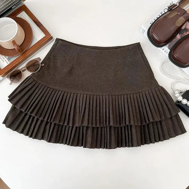 Vintage High Waist Pleated Mini