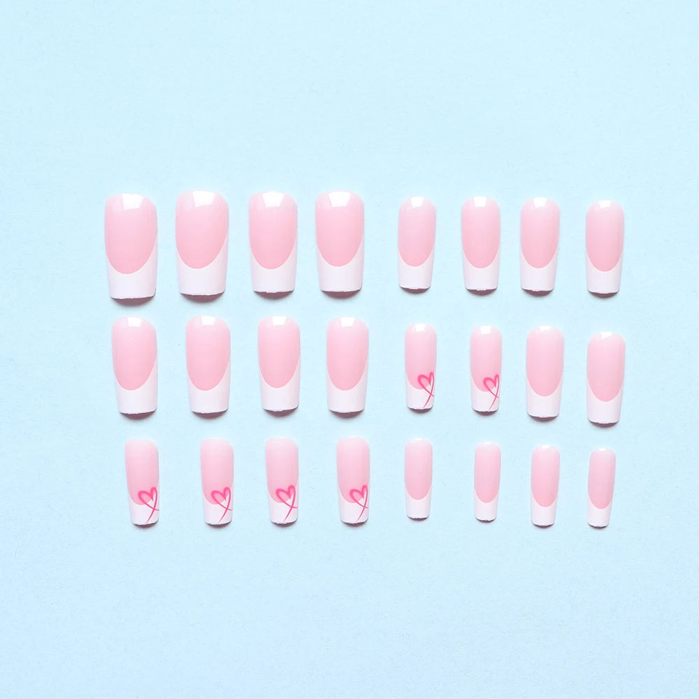 24PCS Short False Nails With Rose Leaf Design Pressed On The Nails, Glossy Glue, Black Full Coverage Acrylic False Nails