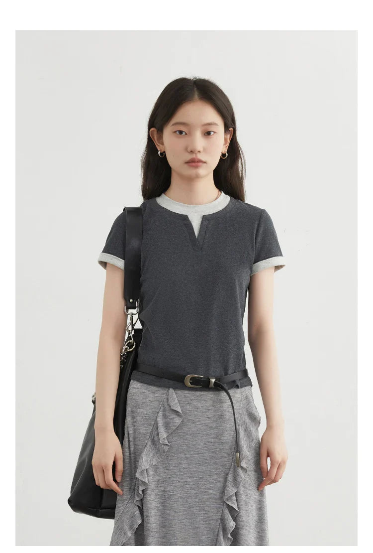 Color Contrast Patchwork Sport Tee