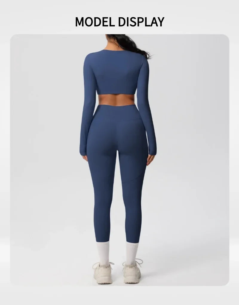 Yoga Gym Set Women Sports Impact Longline Strappy Top Fitness Overalls Sets Womens 2 Piece Sportswear Woman Gym Leggings Solid