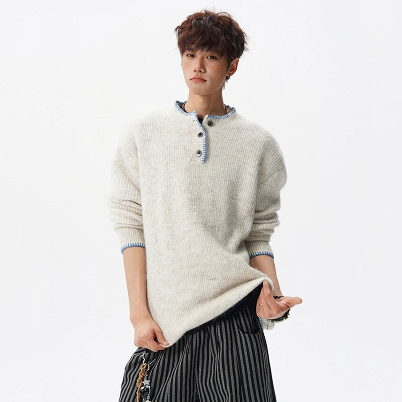 Korean Button Knit Pullover